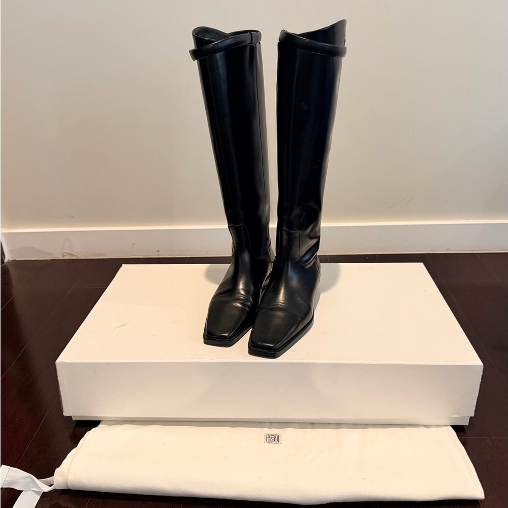 TOTEME Black Riding Leather Boots in Sz 36